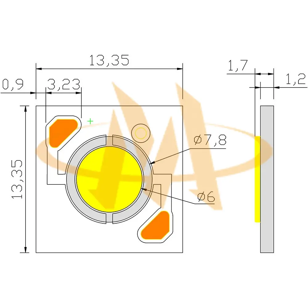cob_led_b1313g01_mechanical_dimensions COB LED B1313G01 Mechanical Dimensions