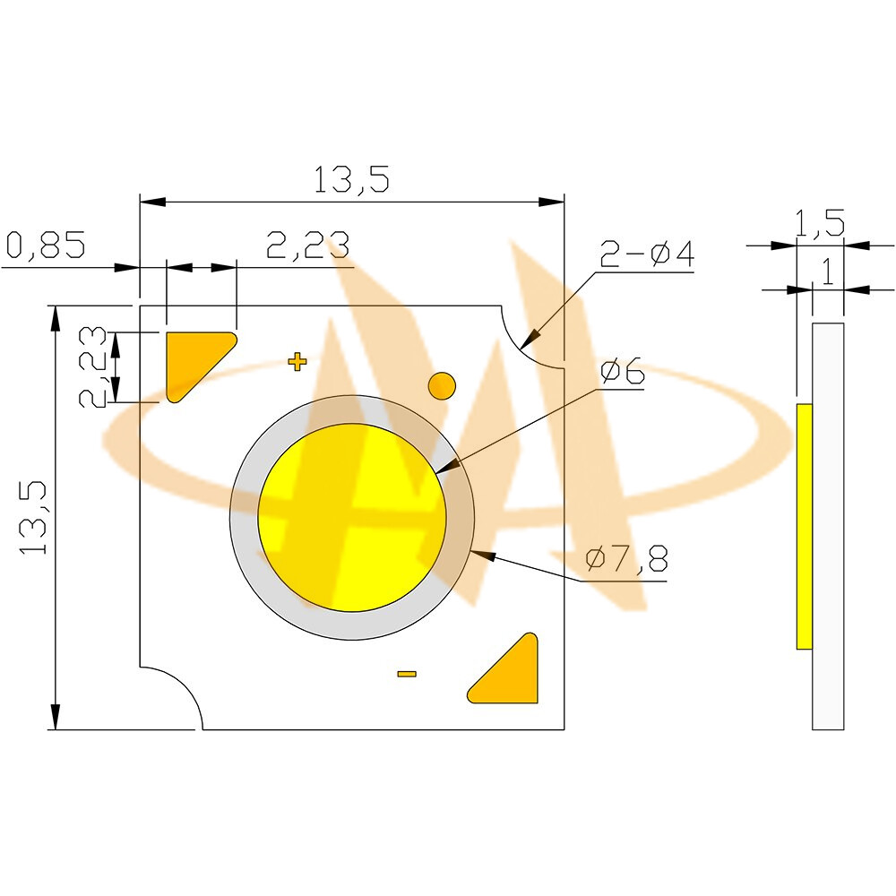 cob_led_b1414g01_mechanical_dimensions COB LED B1414G01 Mechanical Dimensions