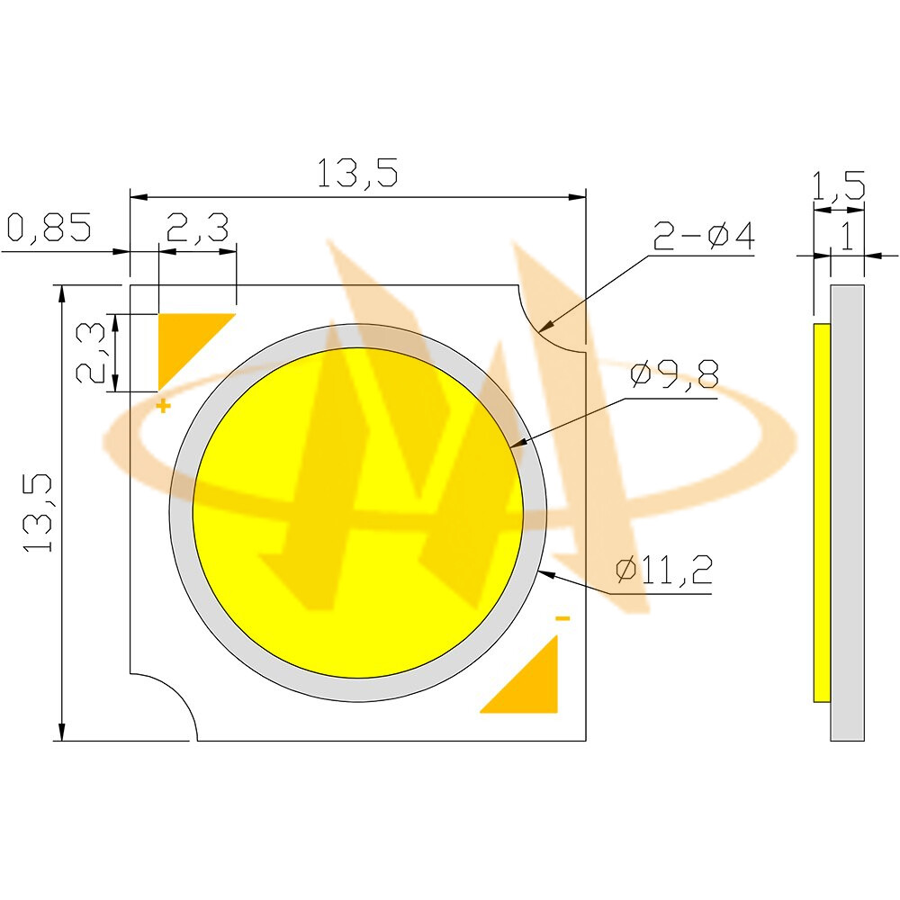 cob_led_b1414g02_mechanical_dimensions COB LED B1414G02 Mechanical Dimensions