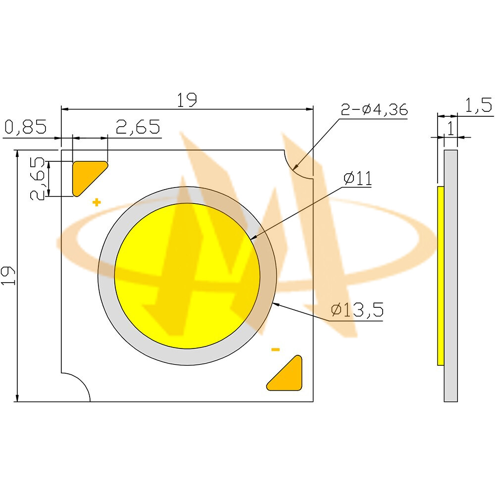 cob_led_b1919g02_mechanical_dimensions COB LED B1919G02 Mechanical Dimensions