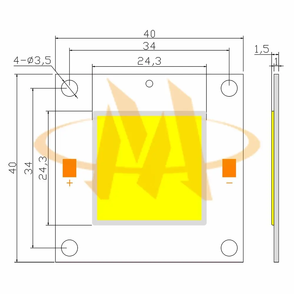 cob_led_b4040g01_mechanical_dimensions COB LED B4040G01 Mechanical Dimensions