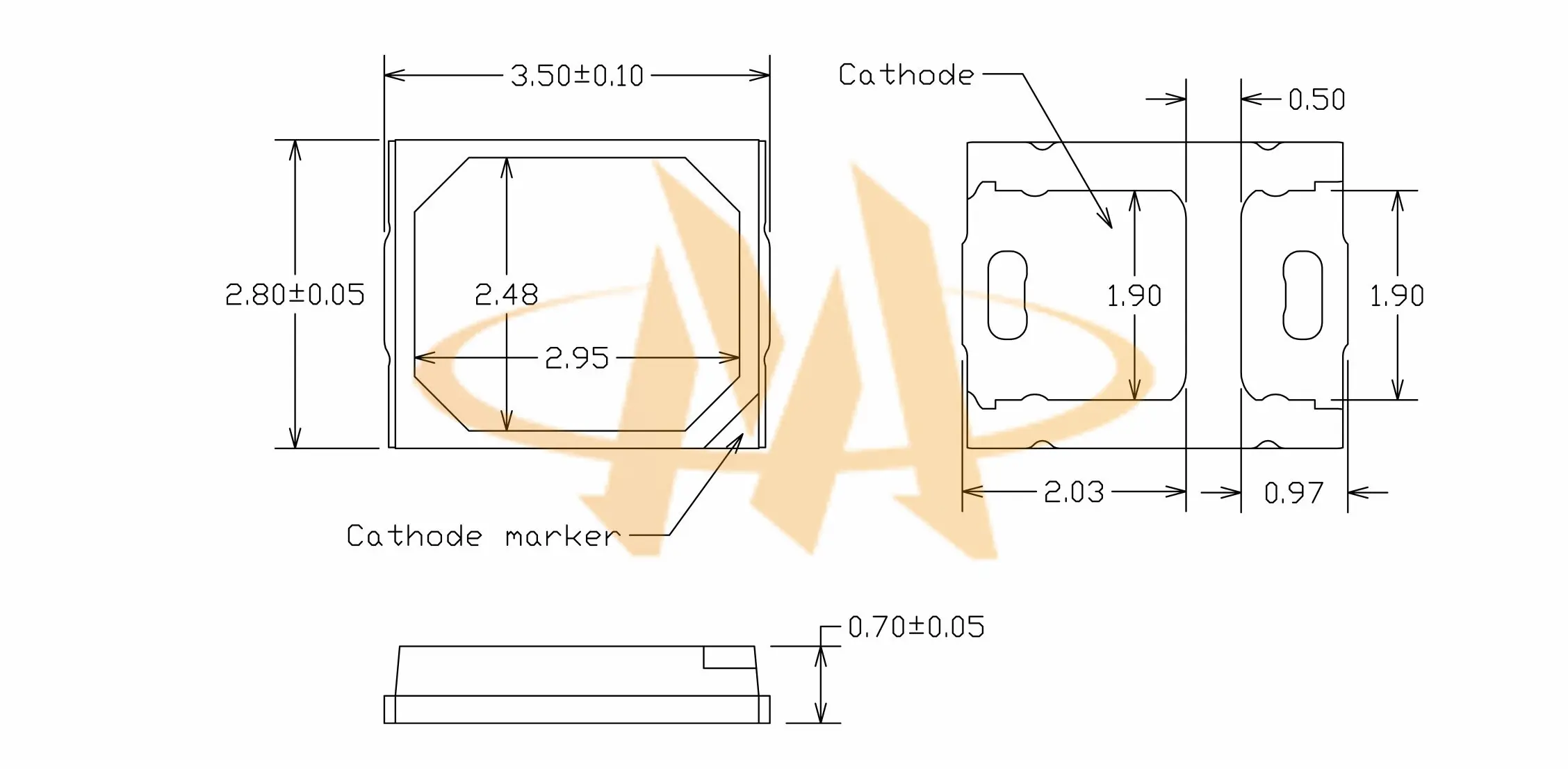 stempel Økologi længde 2V 60mA Red SMD 2835 LED | LED COMPONENTS